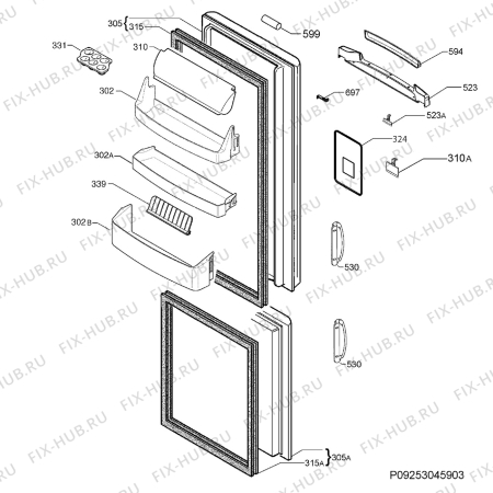 Взрыв-схема холодильника Electrolux ENB34943W - Схема узла Door 003