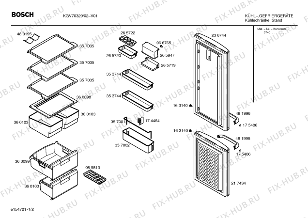 Схема №1 KGV70320 с изображением Панель для холодильника Bosch 00431942