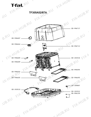 Схема №1 TF305A52/87A с изображением Рукоятка для тостера (фритюрницы) Seb SS-996695