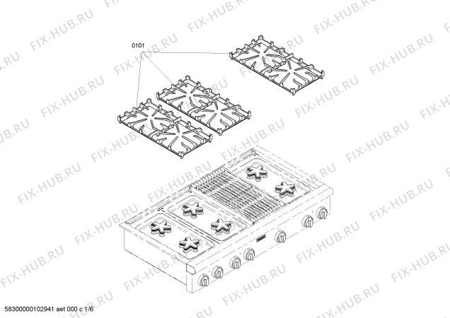 Схема №4 PSC486GDZS с изображением Решетка для плиты (духовки) Bosch 00143242