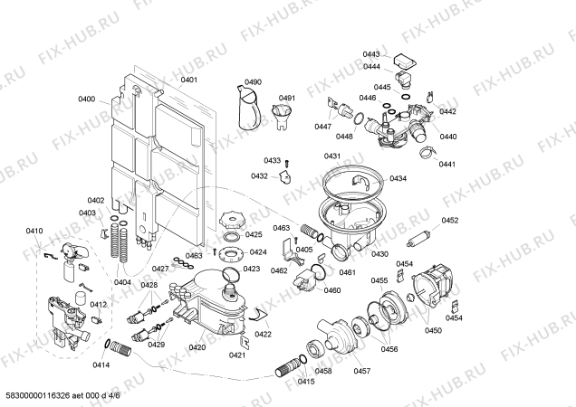 Взрыв-схема посудомоечной машины Siemens SF28T241 - Схема узла 04