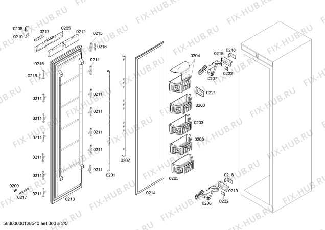 Взрыв-схема холодильника Neff G7161X0 - Схема узла 02