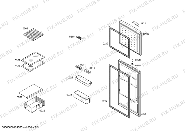 Схема №2 3FEB2210 с изображением Дверь морозильной камеры для холодильной камеры Bosch 00478875
