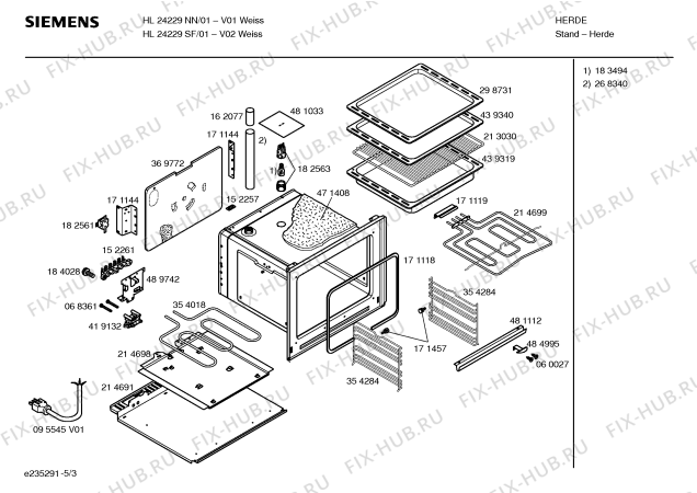 Взрыв-схема плиты (духовки) Siemens HL24229SF - Схема узла 03