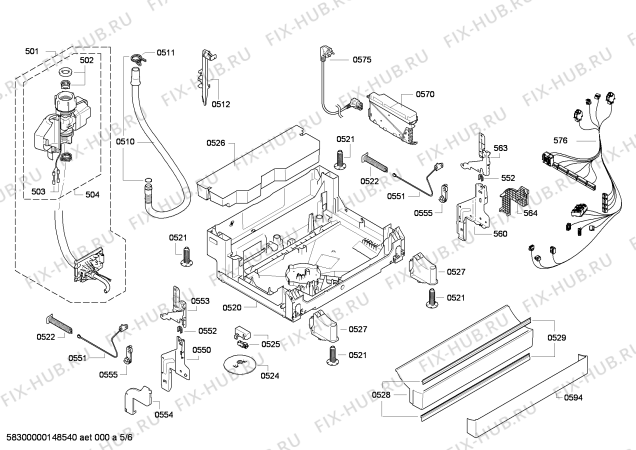 Взрыв-схема посудомоечной машины Siemens SN26T592GB - Схема узла 05