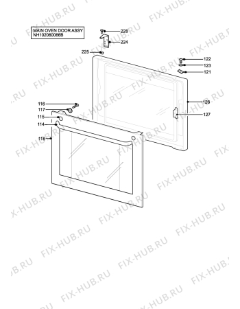 Взрыв-схема плиты (духовки) Zanussi Electrolux ZCG7550WN - Схема узла H10 Main Oven Door (large)