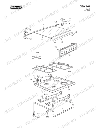 Взрыв-схема плиты (духовки) DELONGHI DEW664 - Схема узла 2