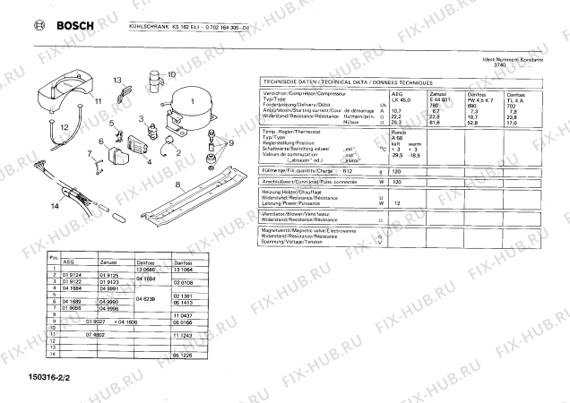 Схема №1 KI1664 с изображением Кронштейн подшипника для холодильной камеры Siemens 00041658