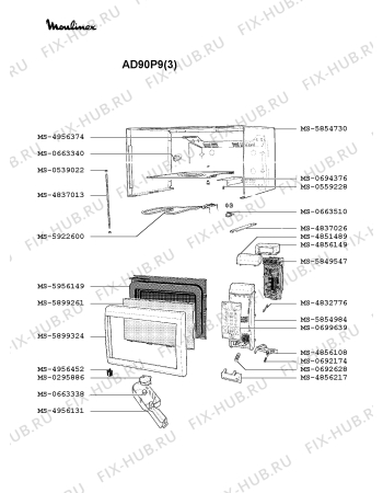 Взрыв-схема микроволновой печи Moulinex AD90P9(3) - Схема узла UP002361.0P3