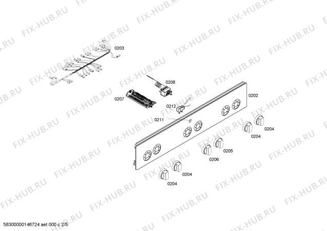 Взрыв-схема плиты (духовки) Siemens HR625520T - Схема узла 02