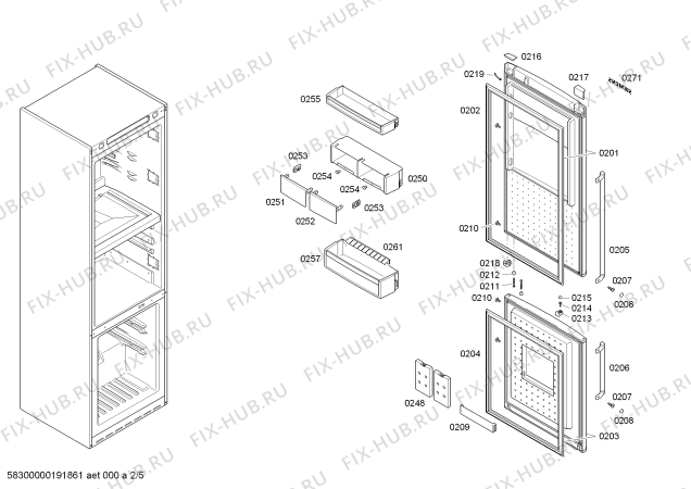 Схема №3 KG39FPI30 с изображением Дверь для холодильника Siemens 00714292