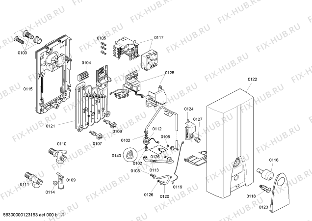 Схема №1 DE24400 Siemens electronic с изображением Крышка для бойлера Siemens 00438105