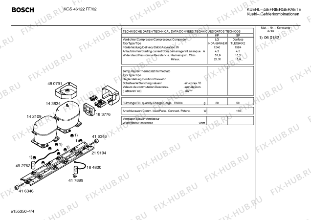 Схема №3 KGS46122FF с изображением Дверь для холодильника Bosch 00240816