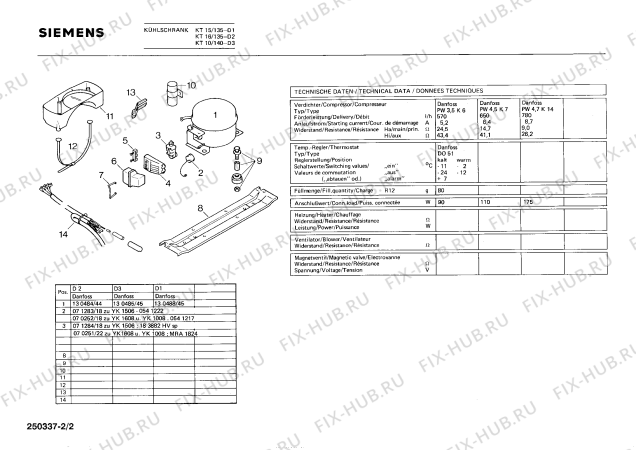 Взрыв-схема холодильника Siemens KT10/140 - Схема узла 02