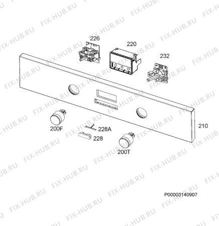 Взрыв-схема плиты (духовки) Electrolux EB6L80CN - Схема узла Command panel 037