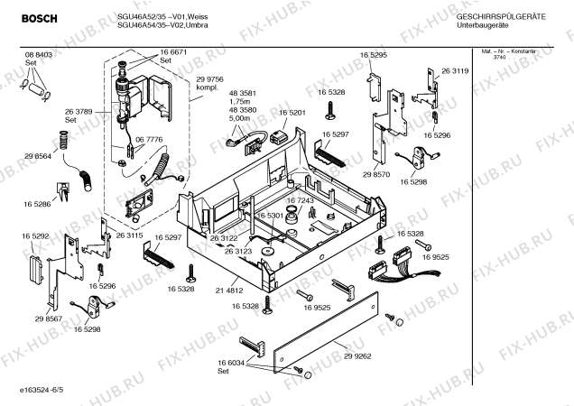 Взрыв-схема посудомоечной машины Bosch SGU46A52 Silence comfort - Схема узла 05