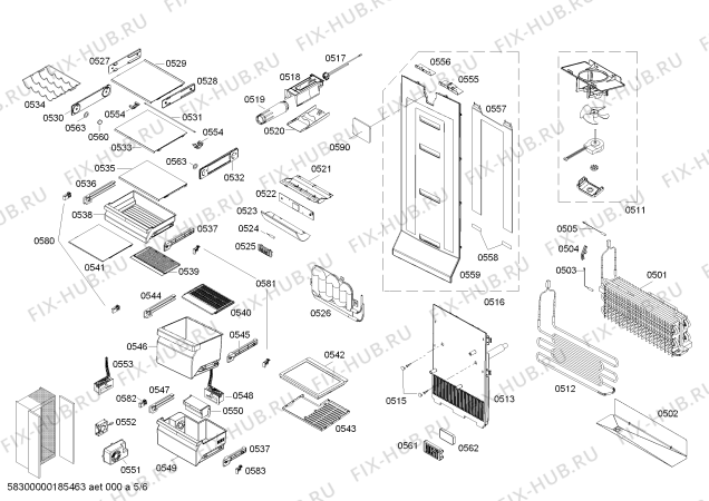 Схема №1 K5950N0 с изображением Поднос для холодильной камеры Bosch 00673958