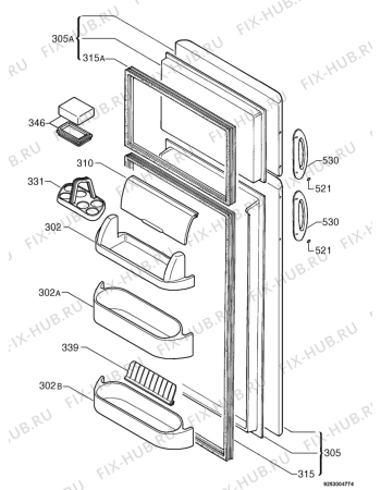 Взрыв-схема холодильника Electrolux ER7435D - Схема узла Door 003