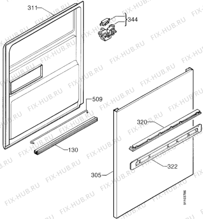 Взрыв-схема посудомоечной машины Zanussi ZDM6714N - Схема узла Door 003