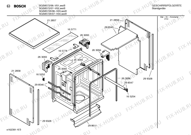 Взрыв-схема посудомоечной машины Bosch SGS8572II Exclusiv - Схема узла 03