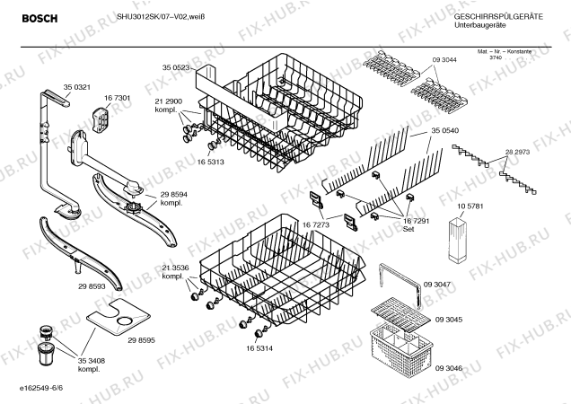 Взрыв-схема посудомоечной машины Bosch SHU3012SK - Схема узла 06