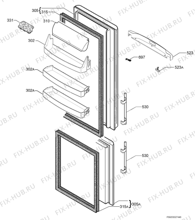 Взрыв-схема холодильника Privileg 714183_41263 - Схема узла Door 003