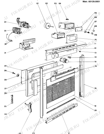 Взрыв-схема плиты (духовки) Indesit IFFM7N (F001963) - Схема узла