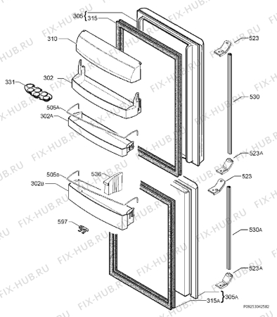 Взрыв-схема холодильника Husqvarna Electrolux QT4409RX - Схема узла Door 003