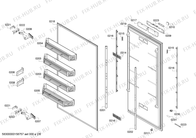 Схема №2 T30BB810SS с изображением Поднос для холодильника Bosch 00706890