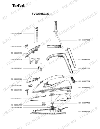 Схема №1 FV9250D0/23 с изображением Клавиша для утюга (парогенератора) Tefal CS-00097779