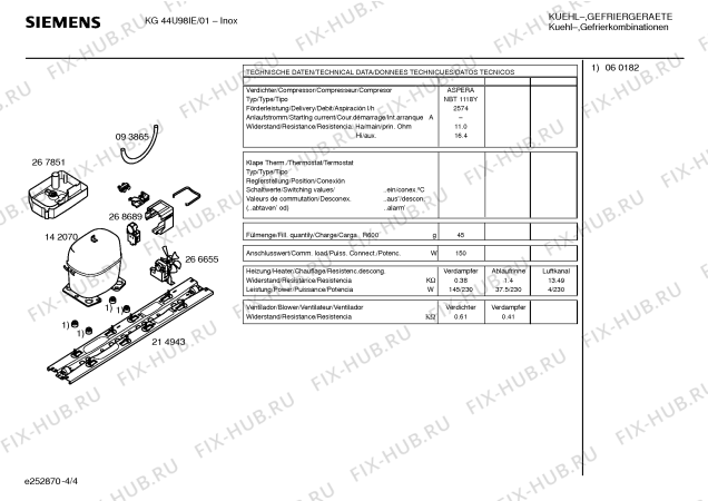 Схема №1 KG44U98IE с изображением Кнопка для холодильника Siemens 00182555