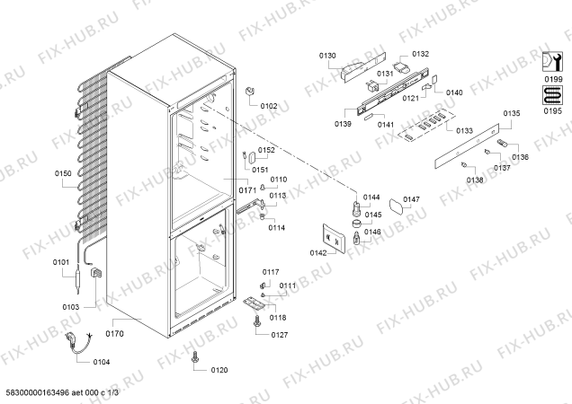 Схема №1 KGV36X25 с изображением Панель управления для холодильника Bosch 00665334