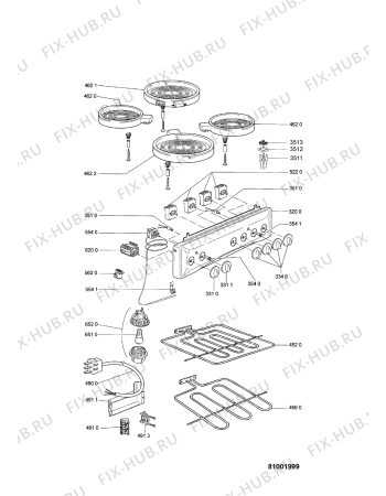 Схема №1 ACM 375 с изображением Линза для плиты (духовки) Whirlpool 480121103355