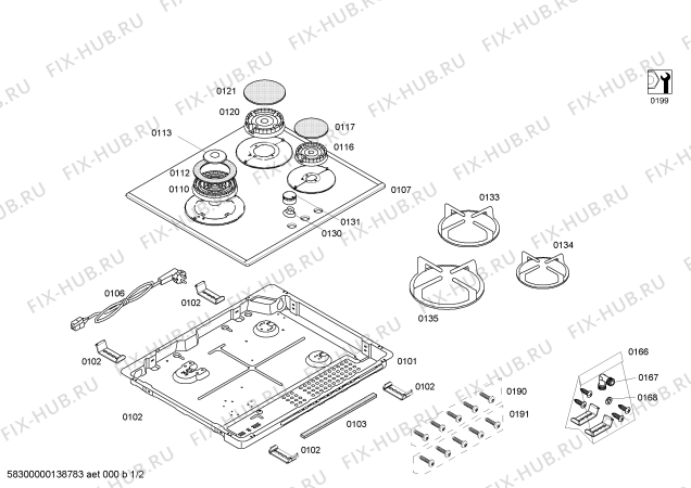 Схема №1 PPC616B20E ENC.PPC616B20E T60F 2G+1W BOSCH с изображением Варочная панель для плиты (духовки) Bosch 00683023