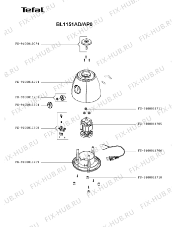 Схема №1 BL1151AD/AP0 с изображением Корпусная деталь для электроблендера Tefal FS-9100016294