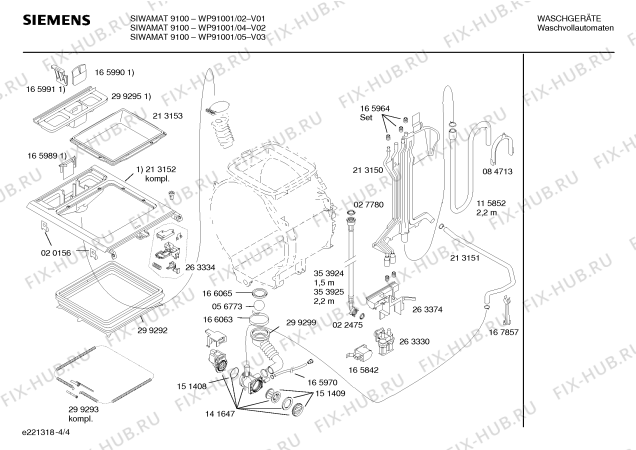 Взрыв-схема стиральной машины Siemens WP91001 SIWAMAT 9100 - Схема узла 04