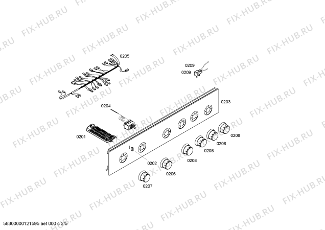 Взрыв-схема плиты (духовки) Bosch HSV695020T - Схема узла 02