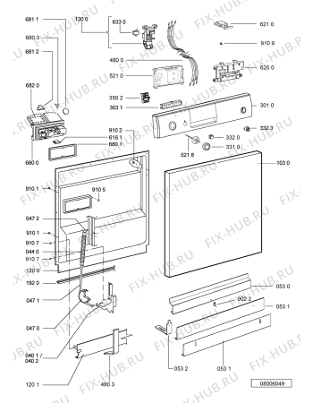 Схема №1 ADP 7344 WH с изображением Обшивка для посудомоечной машины Whirlpool 480140100072