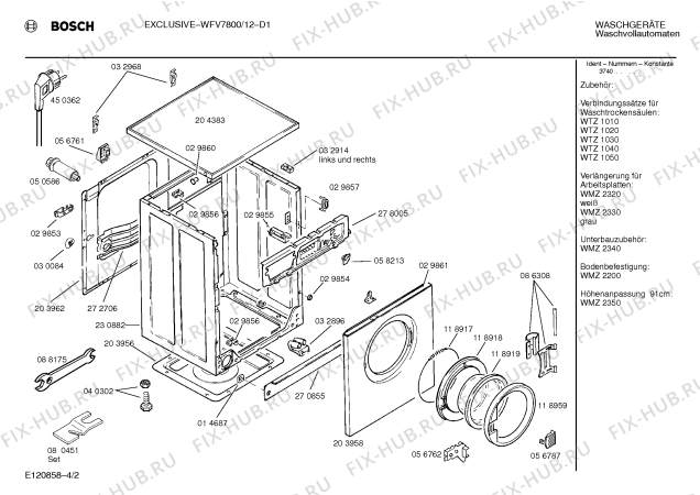 Взрыв-схема стиральной машины Bosch WFV7800 - Схема узла 02