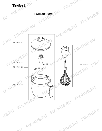 Взрыв-схема блендера (миксера) Tefal HB703188/6W0 - Схема узла MP002835.4P2