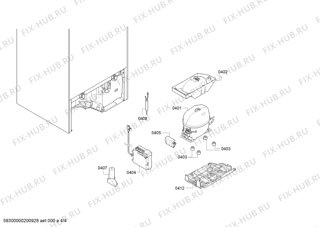 Взрыв-схема холодильника Bosch KIL22VF40 Bosch - Схема узла 04