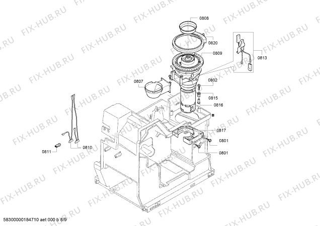 Взрыв-схема кофеварки (кофемашины) Siemens TK53009 surpresso compact - Схема узла 09