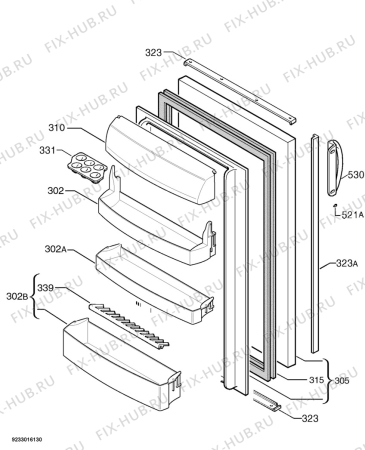 Взрыв-схема холодильника Juno Electrolux JRP40601 - Схема узла Door 003