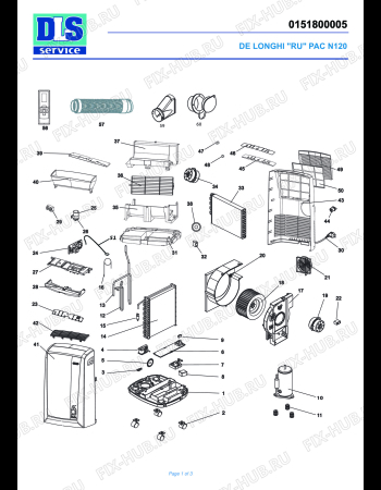 Схема №1 PAC N120 с изображением Обшивка для сплит-системы DELONGHI 5415110831