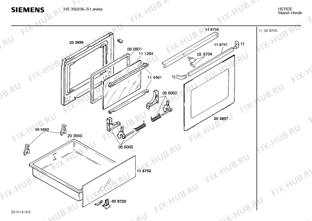 Взрыв-схема плиты (духовки) Siemens HS350236 - Схема узла 05