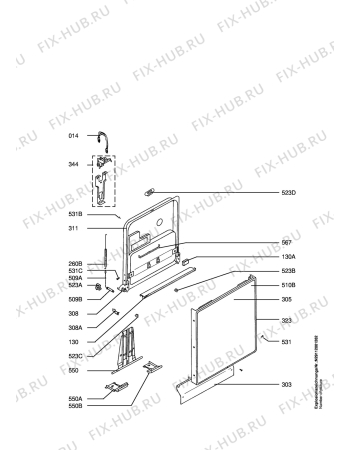 Взрыв-схема посудомоечной машины Aeg FAV86050U-D - Схема узла Door 003