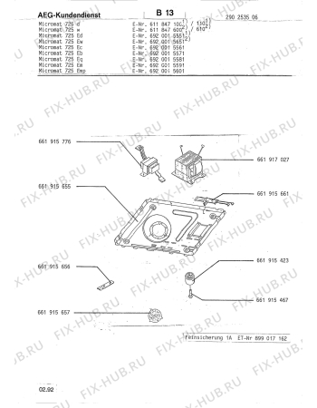 Взрыв-схема микроволновой печи Aeg MICROMAT 725 E D - Схема узла Section4