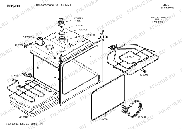 Взрыв-схема плиты (духовки) Bosch HEN330550S - Схема узла 03