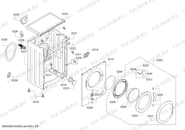 Схема №2 WS12G240UA Siemens iQ300 с изображением Крышка для стиралки Siemens 00659213