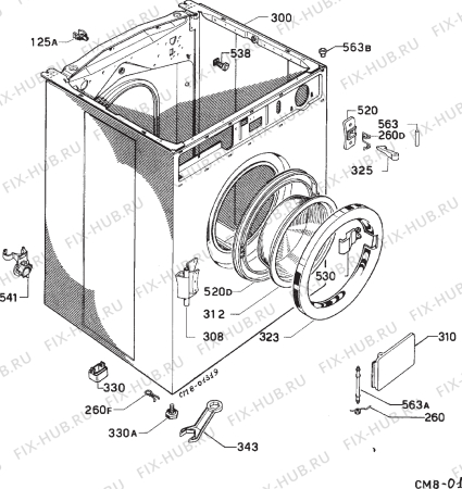 Взрыв-схема стиральной машины Zoppas P4100X - Схема узла Cabinet + armatures